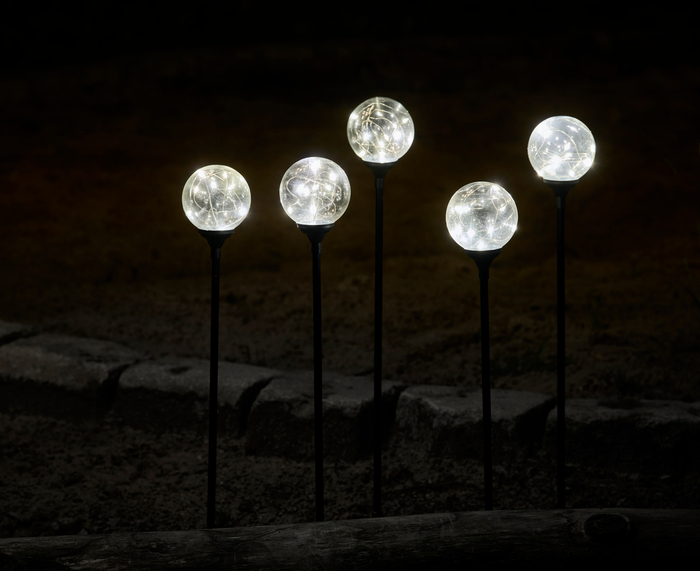Glasskuler på spyd 50 LED 5-pk.